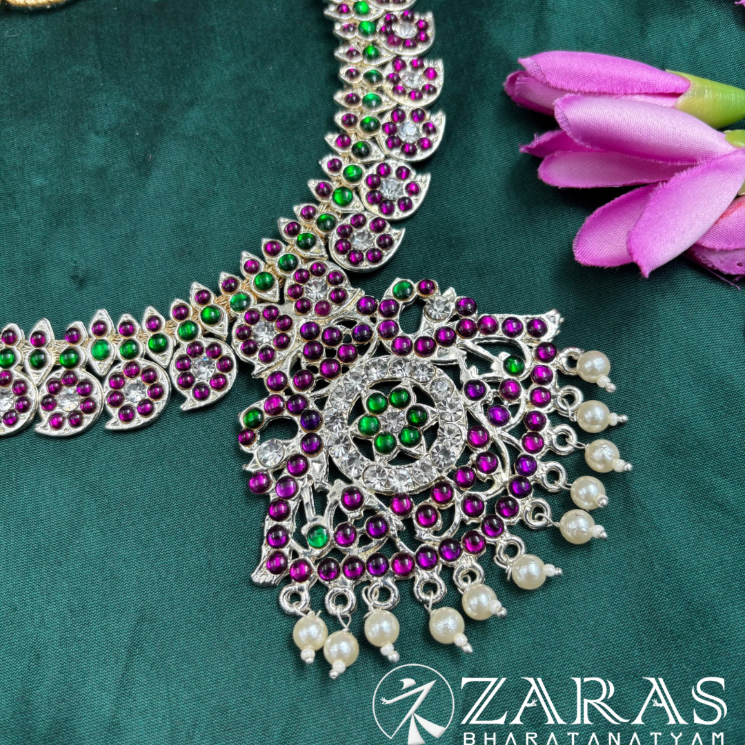 Bharatanatyam dance silver Necklace