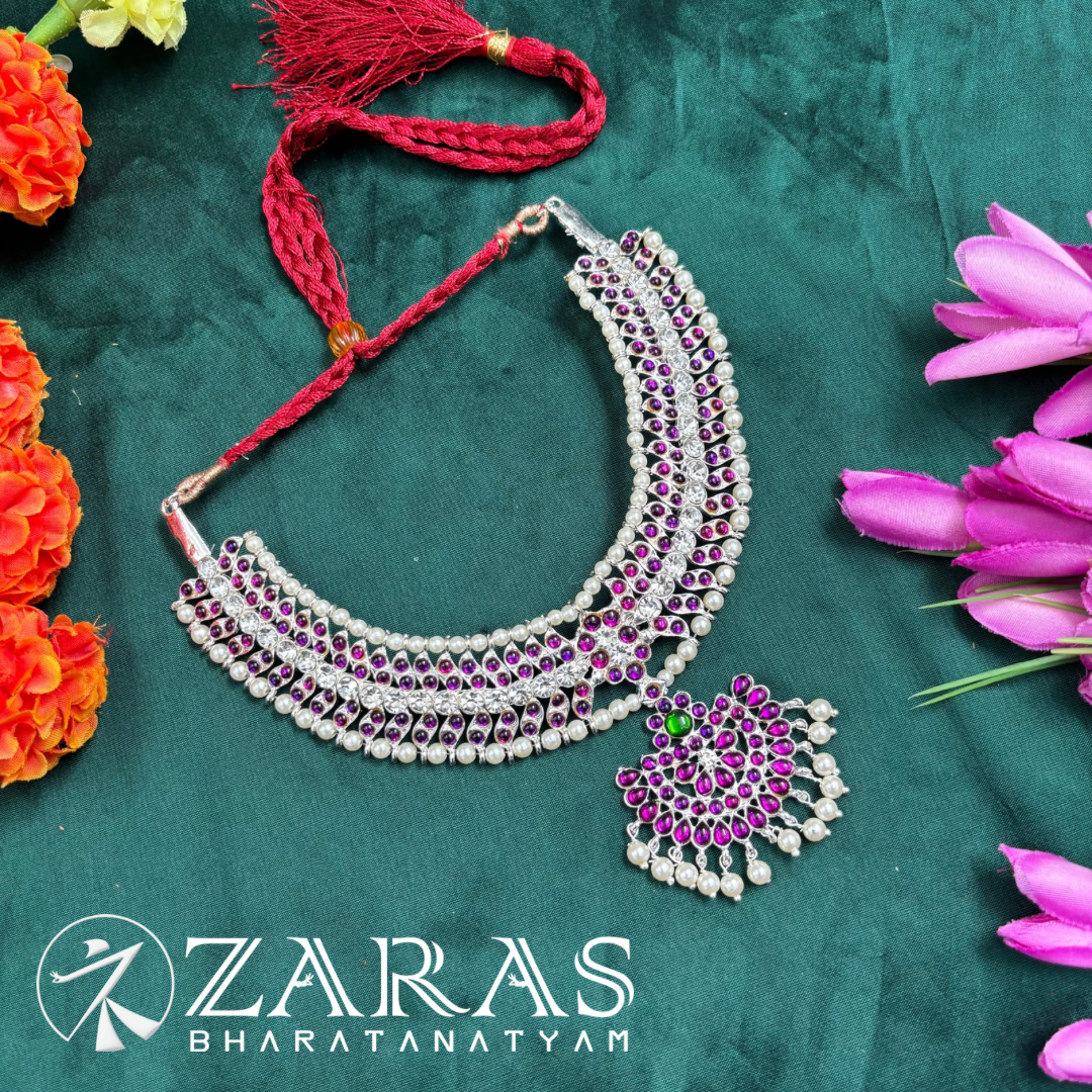 Bharatanatyam dance silver Necklace Bharatanatyam dance silver Necklace