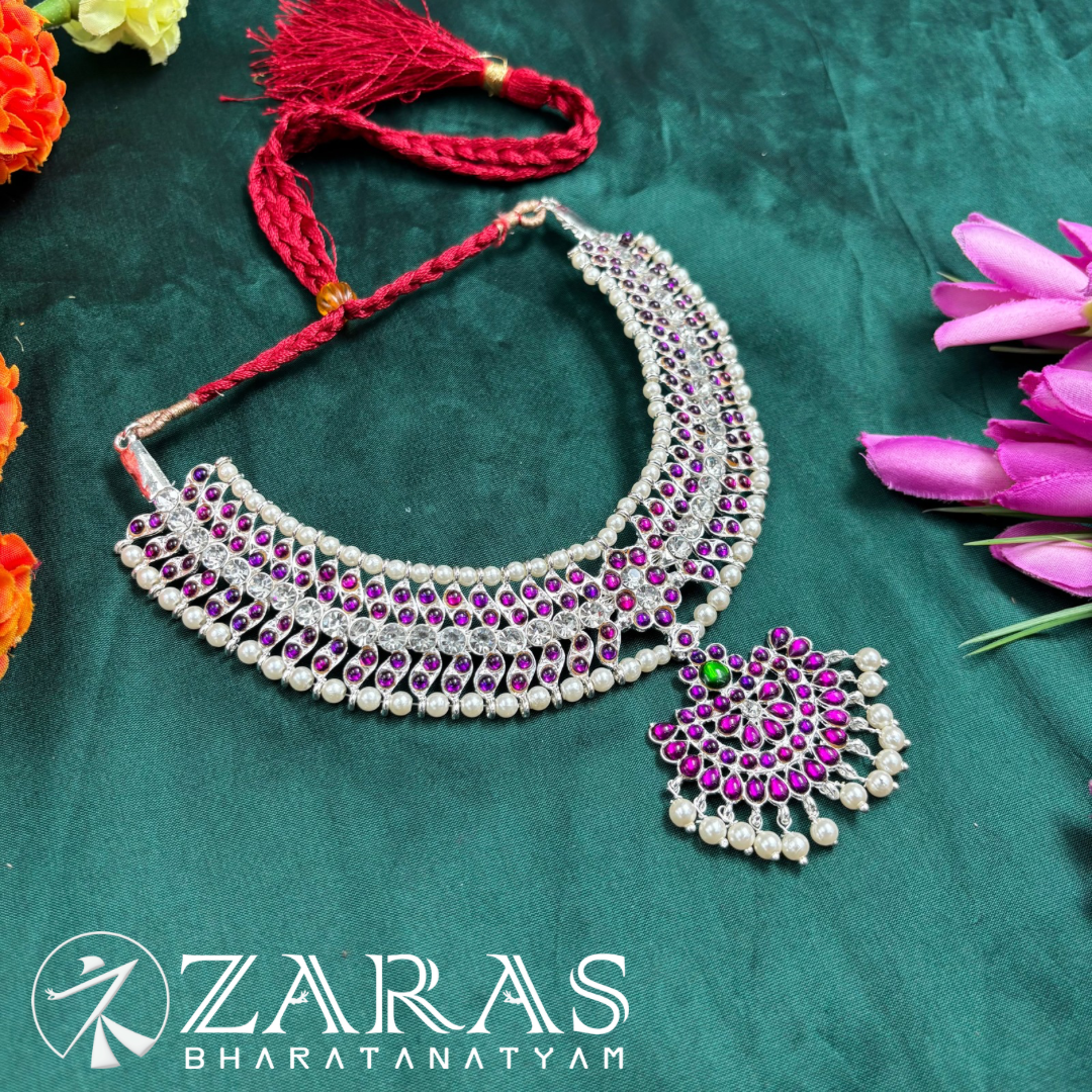 Bharatanatyam dance silver Necklace Bharatanatyam dance silver Necklace