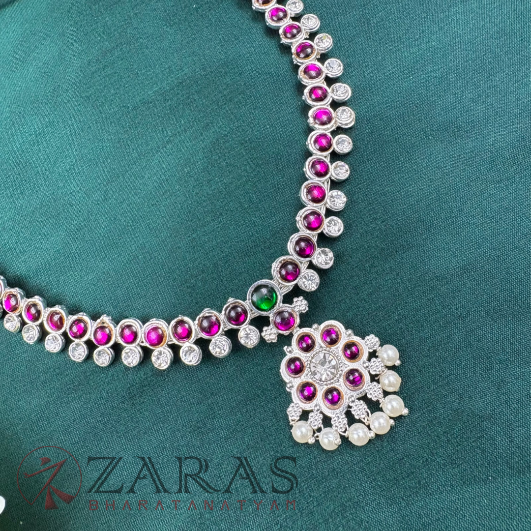 Bharatanatyam dance silver Necklace