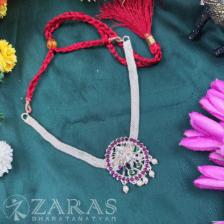 Bharatanatyam Dance Silver Jewellery - Nadaraj Necklace PG Kemp Stone