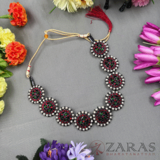 Bharatanatyam Dance Jewellery Black - Sun Necklace RG Kemp Beads