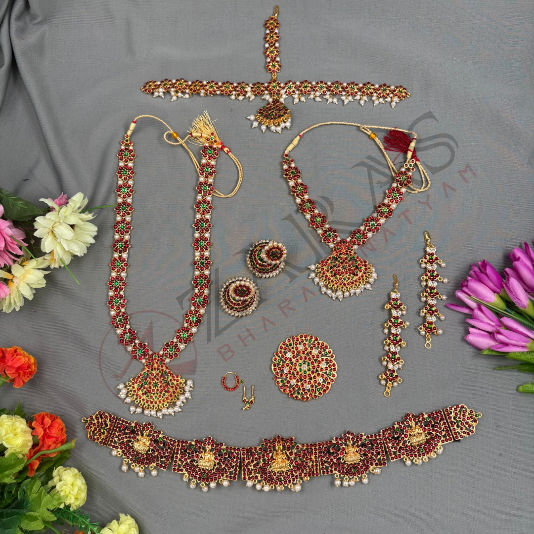 Bharatanatyam Dance Jewellery – Flower Design RG Kemp Full Set