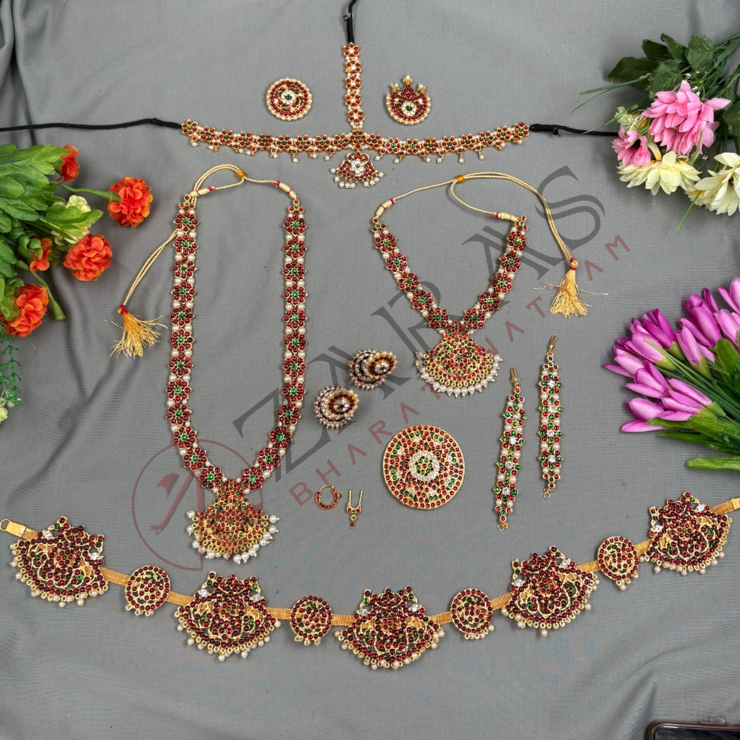 Bharatanatyam Dance Jewellery – Flower Design RG Kemp Full Set