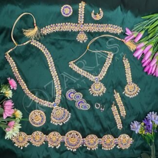 Bharatanatyam Dance Jewellery Full set - Mee Design D Blue Stone